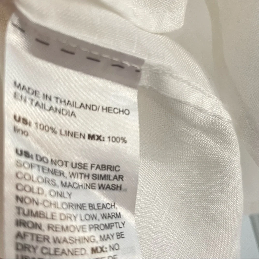 Chico's 100% Linen Classic White Pullover Tunic Blouse Size 14 - Picture 7 of 8